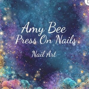 24 Piece Medium Square Galaxy Glitter Press On Nail Set. New.